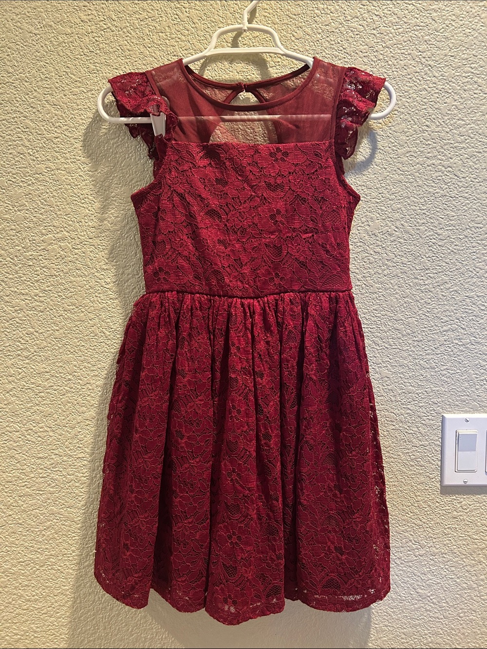 Burgundy Lace Girls' Party Dress